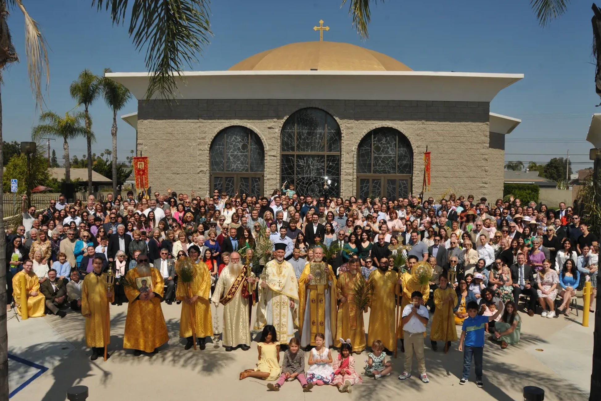 St. Luke parish community gathered outside the church
